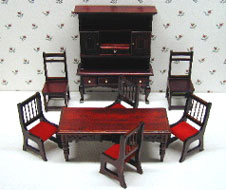 Dollhouse Miniature 8 Pc Dining Room